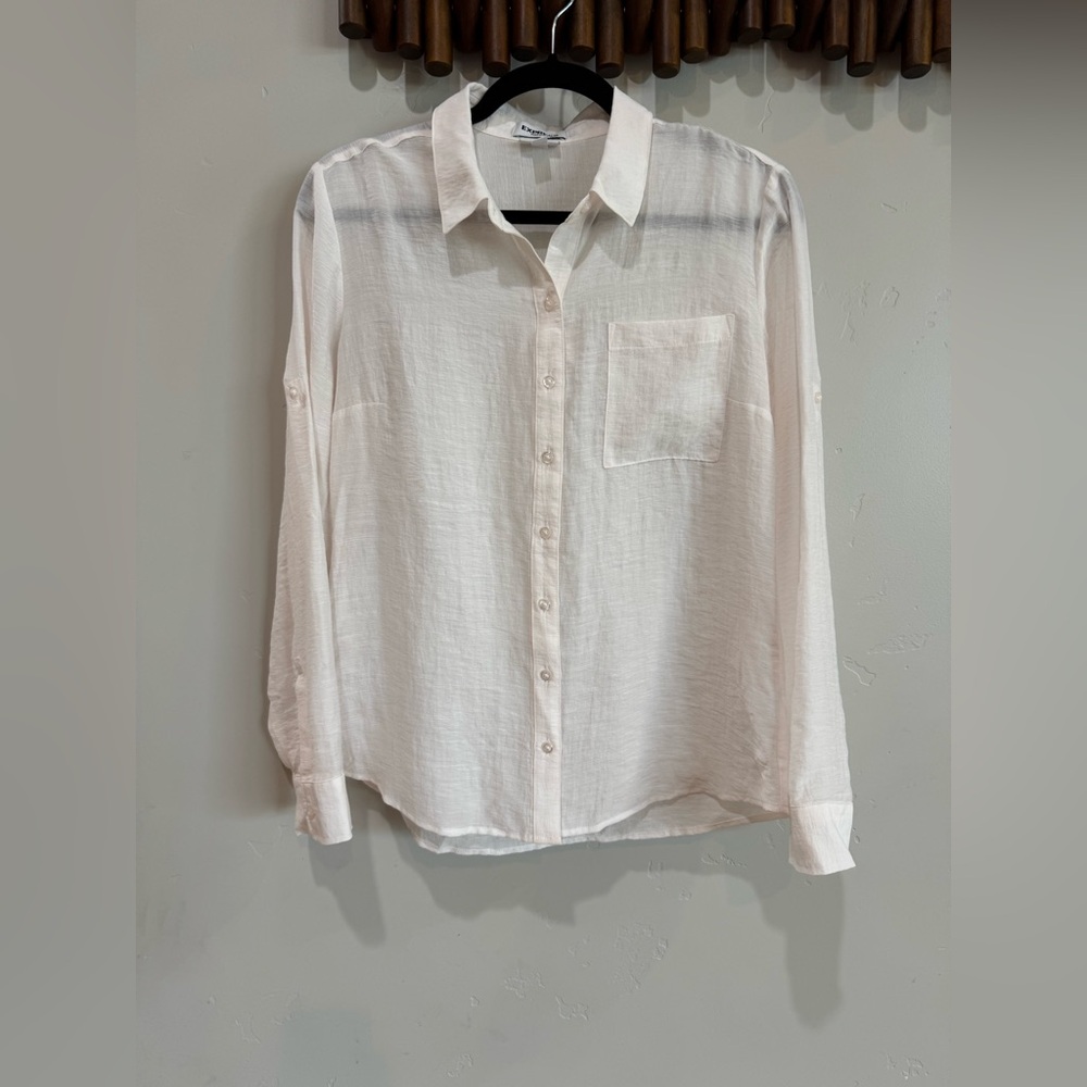 Express portofino slim fit long sleeve button down blouse size medium
